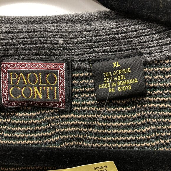 Paolo Conti Vintage Sweater Vest, Men's Size XL, Wool Blend Grandpa Style NEW - Picture 2 of 9
